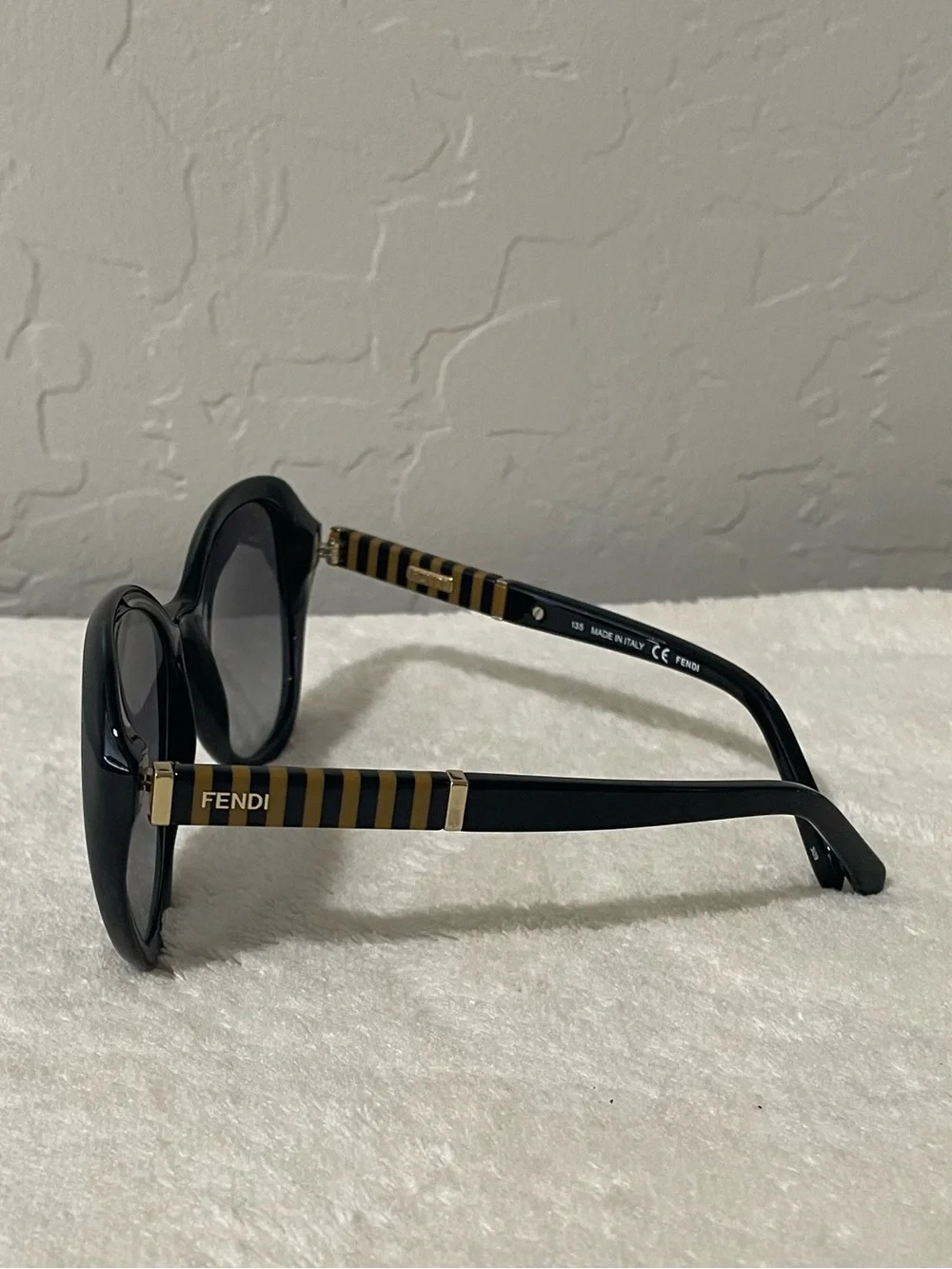 New! Fendi Pequin Striped Logo 54MM Sunglasses in Black-Made in Italy